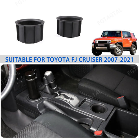 Toyota FJ Cruiser Cup Holder Sub Assembly Replacement Kit For Gear Shift Console Black 2 Pack Soft TPE Inserts Anti Slip