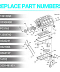 Diagram showing replace part numbers for Heavy Duty Oil Pan Gasket For Chevy Gmc Cadillac Ls Vortec Engines.
