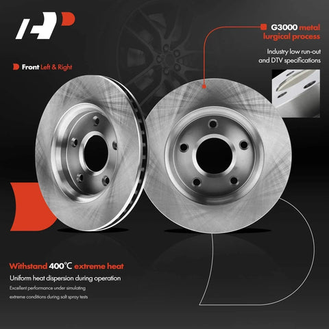Beefed Up Front Vented Disc Brake Rotors And Ceramic Pads Kit For Chrysler Town And Country Grand Caravan 08 Through 16 Journey 09