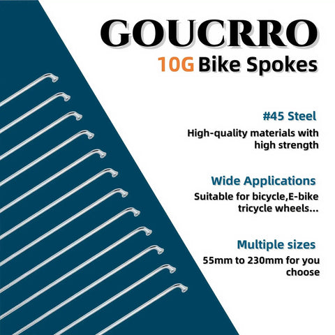 10G 3.0mm Silver Bicycle Spokes Set For Mountain Bike E Bike Motorcycle Tricycle Wheels 55mm To 230mm With Nipples 40Pcs Tough As Nails 45 Steel Spokes For Easy Wheel Building And Long Lasting Durability display with steel composition details