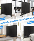 Movable Room Divider With Caster Wheels And Brakes For Easy Moving And Locking In Place 6 Feet By 6 Feet Privacy Screen Black