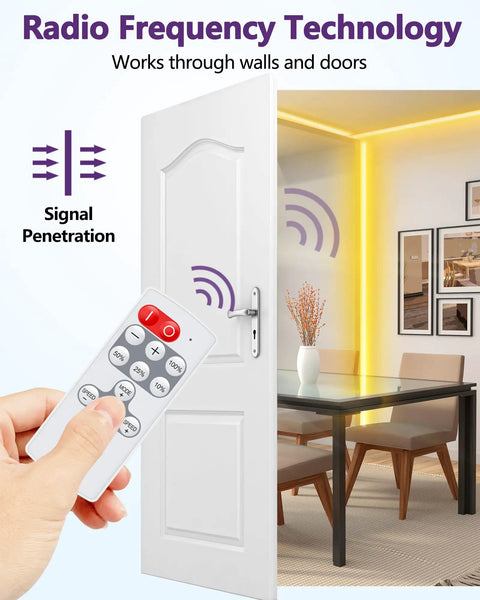 Mini RF Remote Controller For Single Color LED Strip Lights 5 To 24V 12 Key Wireless Dimmer in use through door