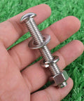 10 Set 1/4-20 By 2 Inch Button Head Socket Cap Screws With Nuts Flat Washers And Lock Washers, 304 Stainless Steel 18-8, in hand