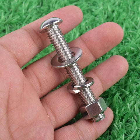 10 Set 1/4-20 By 2 Inch Button Head Socket Cap Screws With Nuts Flat Washers And Lock Washers, 304 Stainless Steel 18-8, in hand