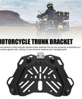 Rugged Carbon Steel Motorcycle Trunk Base Plate Rack Mount For 45L Storage Box shown with scenic motorcycle background