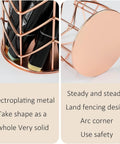 Close-up of pen holder from Two Piece Square Post Note Holder And Circle Pen Holder Metal Desk Organizer Set In Rose Gold