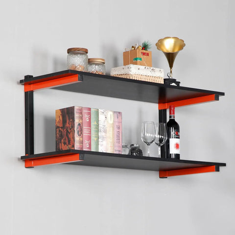 Three Layer Wall Mounted Storage Rack For Long Items Like Lumber And Pipes Heavy Duty Garage Shed Shelving Black Two Pack Scratch Resistant Space Saving Organizer