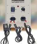 Heavy Duty Cyclone Dust Collector With High Efficiency HEPA Filtration And Remote Switch Box showing controls and cables.