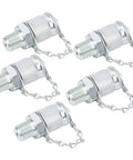 Heavy Duty Hydraulic Test Coupling Kit With Sealing Threads For Hose Fittings And Oil Measuring Tool NPT One Quarter Inch Built To Last Adapter Set For Pneumatic And Hydraulic Systems, 5 carbon steel adapters with chains