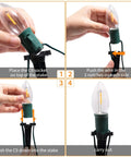 Installation steps for Outdoor Christmas Pathway Lights 26 Ft Connectable C9 LED String Lights Waterproof With 20 LEDs And Stakes