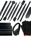 Umaki automotive vinyl wrap tools kit in black with 2 pairs gloves, 4-inch felt squeegee, scrapers, edge trimmer, film knife