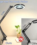 2-In-1 Magnifying Lamp With Light And Clamp Stand, 5X Magnifier, 14.5" adjustable swivel arm, comparison image