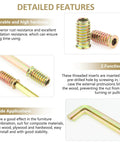 Detailed features of 152 Piece Threaded Inserts Set For Wood, highlighting durability, functions, and applications with visuals.