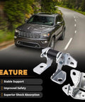 Top Shelf Front Door Hinge Set Driver Side Crushes Squeak Straight Up Tight Seal Fits Jeep Grand Cherokee 2013-2023, silver steel mounts