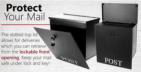 Beefy Outdoor Wall Mount Mailbox Black Weatherproof Mailbox With Big Capacity And Easy Install shown open and closed.