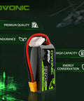 Beefy 4S LiPo Battery 2200mAh 14.8V 35C with XT60 Connector for RC helicopters and drones, highlighting premium quality features.
