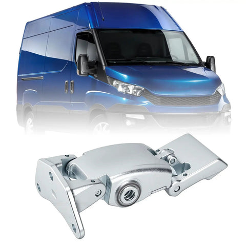Heavy Duty Rear Door Hinge For Driver Side Crafted From Premium High Strength Steel Alloy with van backdrop.