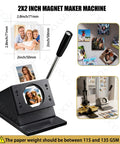 Fridge Magnet Maker Kit with 2 by 2 Inch Square DIY Photo Magnet Press Includes Paper Cutter, 100 sets acrylic supplies and sheets.