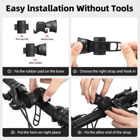 Ultra Loud 120 dB Bike Horn For Adult Riders With Easy Install Fits Mountain Bikes Electric Bikes And Scooters 3V Button Battery Powered No Yelling Needed For Clear Road Warning