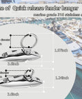 316 Marine Grade Stainless Steel Quick Release Fender Hangers For Pontoon Boats dimensions showing ring and hanger sizes.