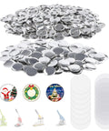 500 Sets Blank Metal Button Making Supplies Badge Parts 32 Mm Round Badge Kit with silver metal shells and clear films.