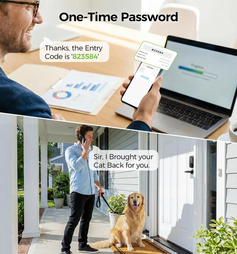 User receiving one-time password for Slick WiFi Smart Door Lock For Front Door Keyless Entry Deadbolt With Handle Set.