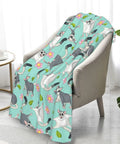 Super Cute Sugar Glider Throw Blanket For Kids And Girls, Hella Soft Weightless Plush Blend draped on a chair with colorful design.