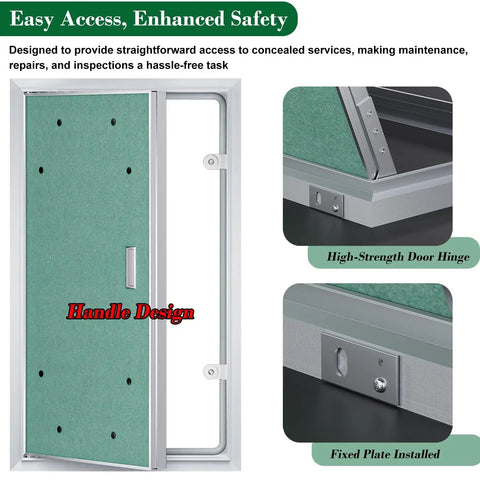 Flawless Flush Mount Aluminum Access Panel Concealed Drywall Inspection Cover 37X37 Inch, showing handle design and hinge detail.