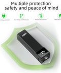 Power Grip Battery Pack For Osmo Pocket 4 And 3 With 5000mAh Battery showing digital power display and multiple safety protections.