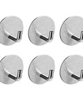 6 Pcs Stainless Steel Wall Hooks Zero Damage Install No Sweat Mount Heavy Duty Coat And Hat Hangers Punch Free Bath Towel Hooks Kitchen Racks Ridiculously Sturdy Versatile Home Storage Solution Gift Set displayed from the front.