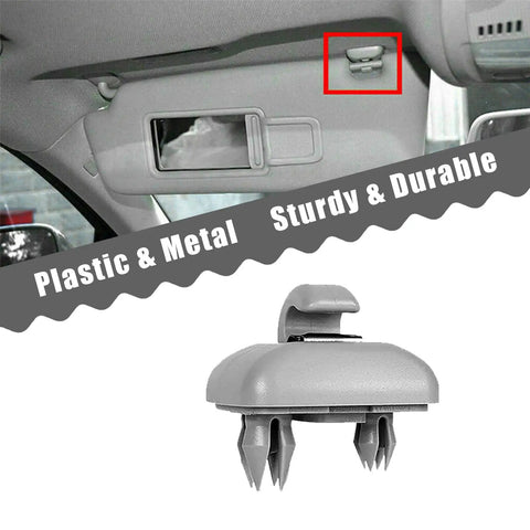 2 Pack Clip On Sun Visor Hook Bracket For Audi Interior Car Specific Plastic Clip Durable Gray Holder 8U0857562A 8E0857563A