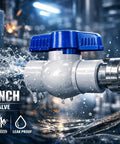 Heavy Duty 1/2 Inch PVC Ball Valve Sch40 Socket To Socket Shut Off Valve For Plumbing Irrigation Pool Spa With Blue Handle And Built Tough Zero Drip Seal Pack Of 5 in use with water flow.