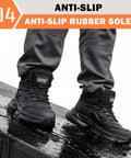 Mens Steel Toe Work Boots Waterproof Safety Shoes For Job Sites, Rugged All Day Comfort, ASTM F2413-18 Certified, Black Industrial Boot