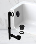 Heavy Duty 14 Inch Black Tubular Bathtub Waste And Overflow Assembly With Tip Toe Drain Plug And 2 Hole Faceplate Matte Black 4 Pack ADA Compliant