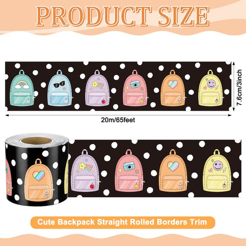 65 Ft Long Backpack Bulletin Board Border Adorbs With Polka Dot Pastel Confetti Design For Classroom Office And School Decor
