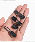 50 Pack No Tie Shoe Lace Clips With Paracord End Caps And Zipper Pulls, Versatile Paracord Tips For Drawstrings, Backpacks, And Running Shoes, Black, Ideal For Athletes, black lace clips in hand
