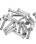 20 Piece Stainless Steel Clevis Pin Kit With Flat Head Single Hole Pins for DIY Fixes, Mechanical Repair and Industrial Use laid out