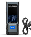 Snappy Precision Digital Laser Tape Measure 130Ft Range Rechargeable Pocket Rocket with display and charging cable.