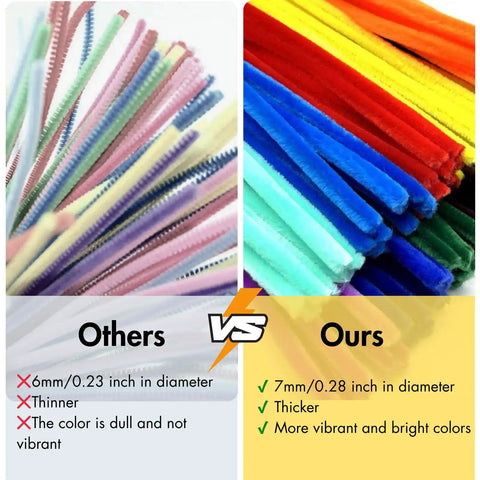 1350 Pieces 12 Inch Thick Pipe Cleaners Craft Set With 45 Colors Chenille Stems For Arts And Crafts Projects Fun Diy Decor School Activities Party Decorations And Handmade Ornaments Bulk, 7mm diameter