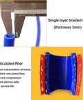 Cross-section of reinforced silicone vacuum heater hose with 3mm braided wire and reticulated fiber for strength and durability.