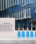 Top Shelf 5 Piece Cnc Router Bits Set For Wood Carving Uses Slick Quarter Inch Shank with multiple angle profiles.