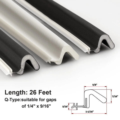 Heavy Duty Weather Stripping Seal For Doors And Windows 26 Feet Black Foam Tape Easy Cut To Size Card Slot Kerf Installation