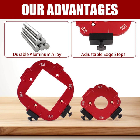 Two Pack Aluminum Router Corner Radius Template Set R10 To R50 CNC Machined Pro Grade Arc Guide For Woodworking, durable aluminum