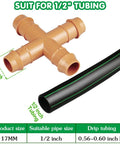 12 Pack 1/2 Inch Drip Irrigation Cross Connectors Four Way Tee Barbed Hose Fittings for 1/2 Inch Tubing with tube compatibility