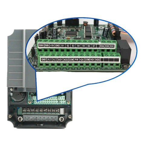 Detailed view of circuit board connections on Beefy 4000W 380V Vector Control Variable Frequency Drive Inverter VFD for Industrial Motors