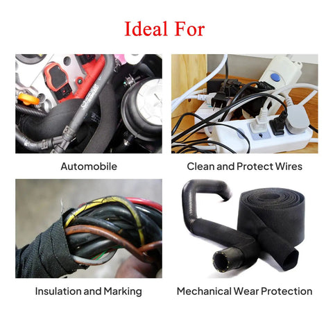 2 In 1 Heat Shrink Braided Sleeving Fabric Tubing for Irregular Shape Hoses and Cables used in various applications.