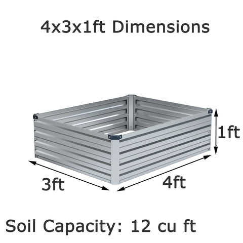Two Pack Galvanized Raised Garden Bed 4x3x1 Feet Outdoor Planter Box Metal Patio Kit For Vegetables, Flowers, And Herbs display