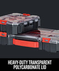 Stacked VersaStack 20 Compartment Small Parts Organizer with Removable Dividers, Clear Rugged Polycarbonate Lid
