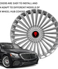 Fresh Four Pack Wheel Center Cap Stickers Featuring A Dope Skull Design In Vivid Red For Any Road Ready Ride These Two Point Two Inch Metal Emblems on car wheel.