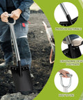 Person using Two Pack All Steel D Grip Shovels With 13 Inch Blades And Removable Footpads For Digging Planting And Pruning Seedlings